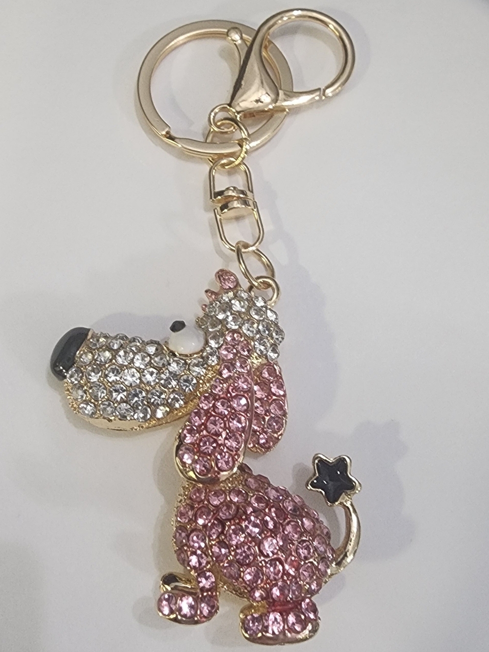 Crystal Pink Poodle Keychain Charm